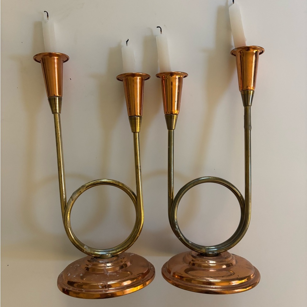 Coppercraft Guild Elegant Vintage Copper and Brass Candle Holders
